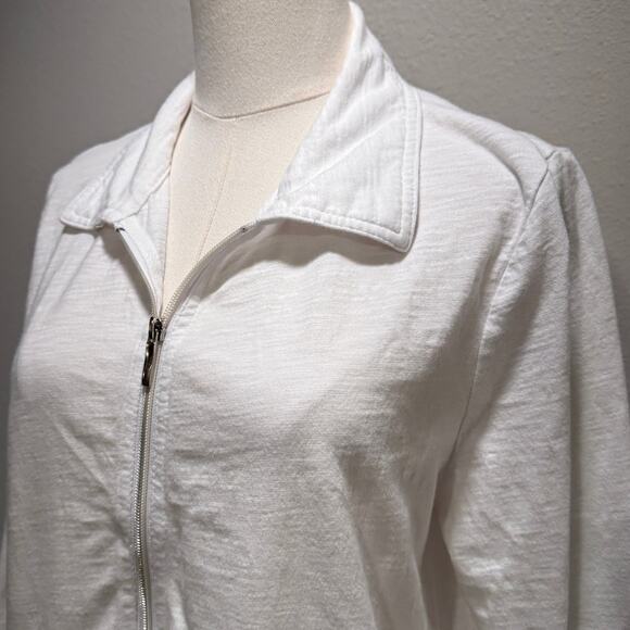 Onque Casual White Eyelet Embroidered Lightweight Sweater Women Large Chic - Picture 3 of 6